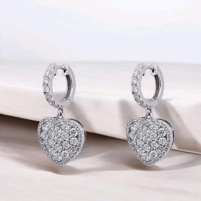 Heart Diamond Earring 18K / Diamond Jewelry