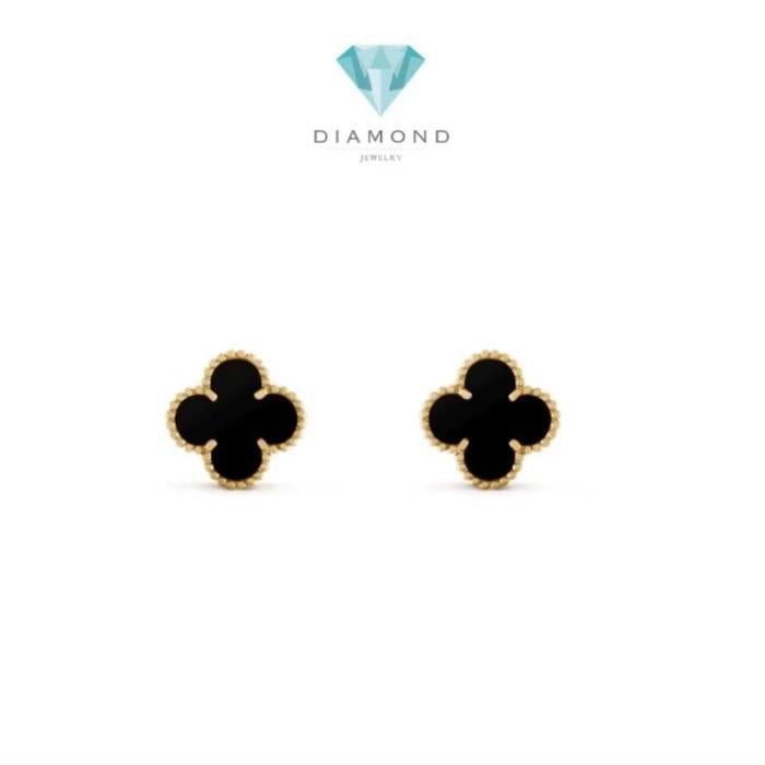 Clover Necklace/Earring Onyx 1 Clover/Kalung & Anting Emas Fashion 18K Diamond Jewelry-370KBD2000CHLS/262ABD742RY-HT