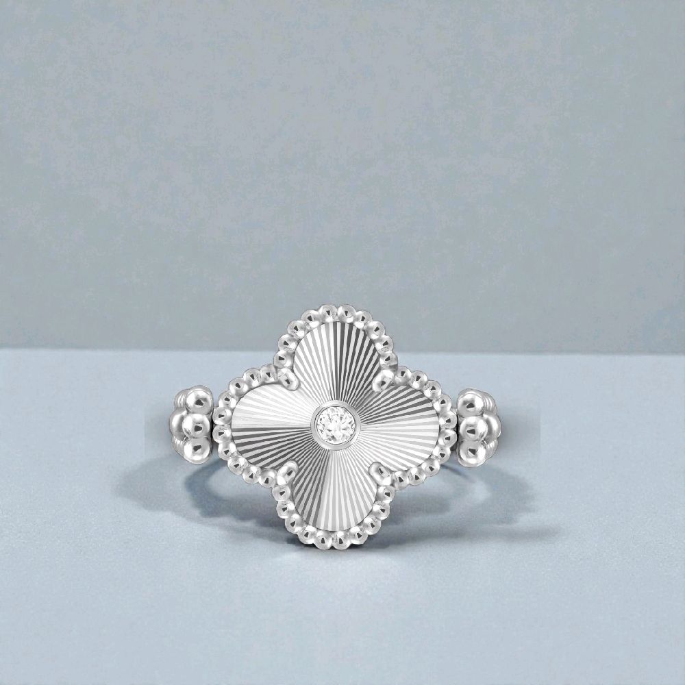 Vintage Alhambra clover chalchedony holiday Diamond Rings white gold 18K / Cincin Diamond Vintage batu ungu berlian emas putih18K / Diamond Jewelry / 410CBD13000RY