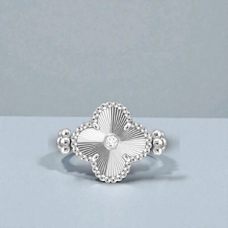Vintage Alhambra clover chalchedony holiday Diamond Rings white gold 18K / Cincin Diamond Vintage batu ungu berlian emas putih18K / Diamond Jewelry / 410CBD13000RY