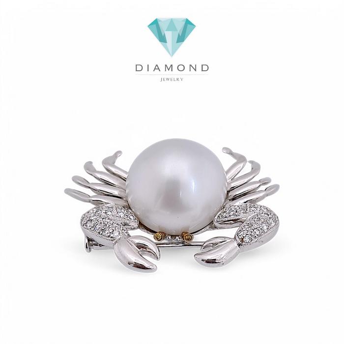 Crab Pearl Diamond Clip 18K / Diamomd Jewelry
