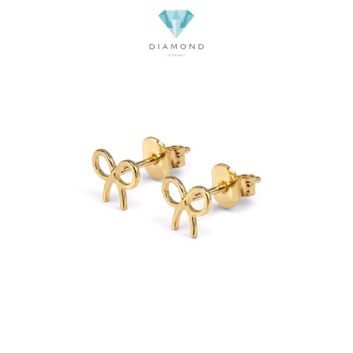 Ribbon Gold Kids Earring 16K / Anting Emas Anak Pita 16K / Diamond Jewelry / 438AMS050LS