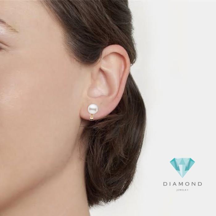South sea pearl klip earring 22K gold Diamond Jewelry-21AM4WP