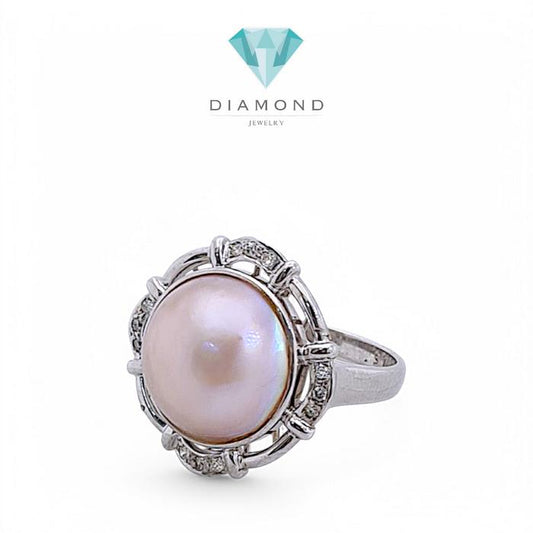 Pearl Diamond Ring 18K / Diamond Jewelry