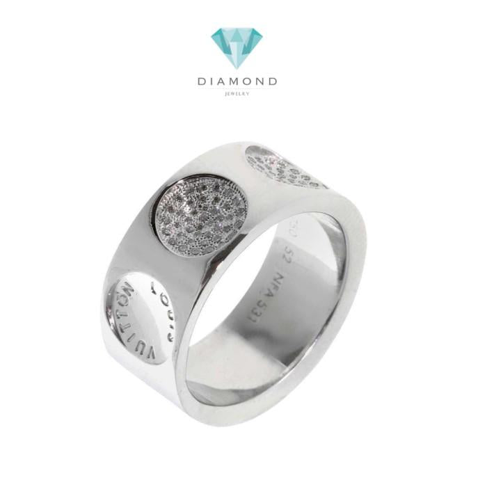 Emprainted Large Diamond Couple Ring Ring-1CBDLVRING14LSNEW-HT