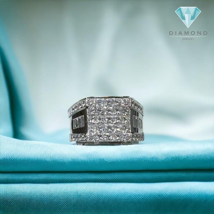 Diamond Ring Man Square white gold 18k -Diamond Jewelry