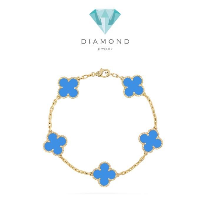 Clover Vintage Blue Agate bracelet vc-Diamond Jewelry