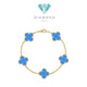 Clover Vintage Blue Agate bracelet vc-Diamond Jewelry