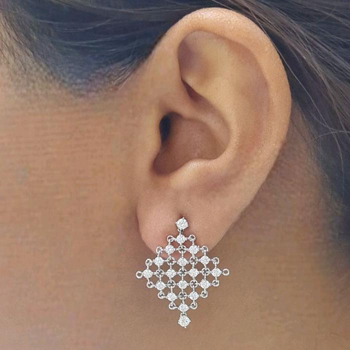 Mesh Diamond Earring 18K / Diamond Jewelry 17ABGT30690WP-HT