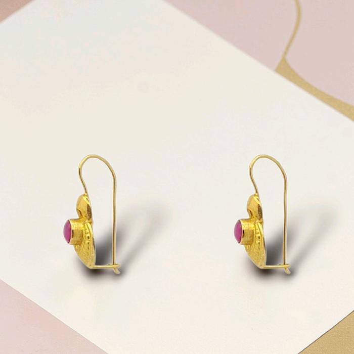Small Ruby Vermeil Gold Earrings 23K / Anting Emas Ruby Vermeil Kecil 23K / Diamond Jewelry / 362AMSWP1