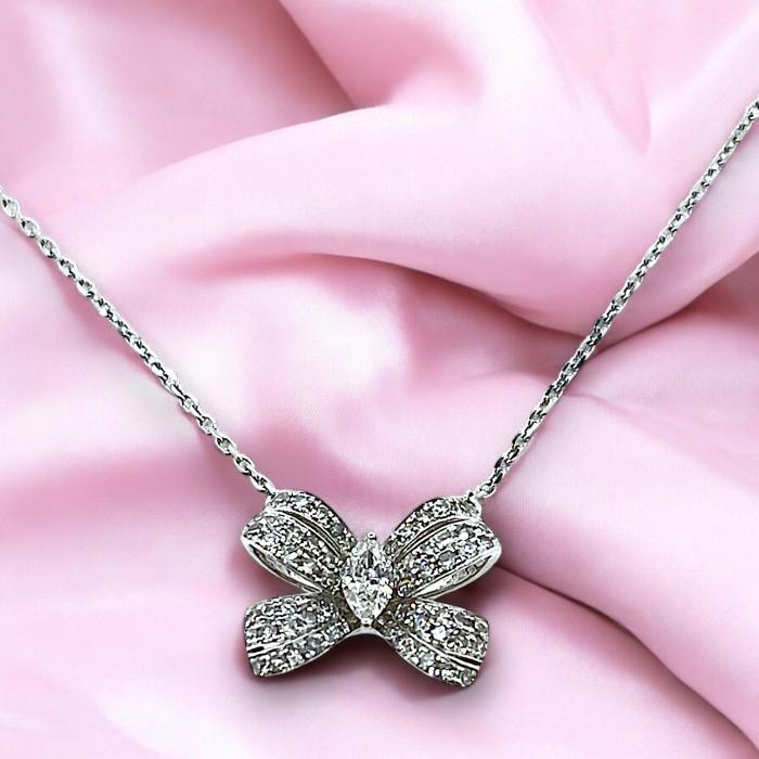Ribbon Diamond Necklace/Kalung Berlian Pita 18K / Diamond Jewelry