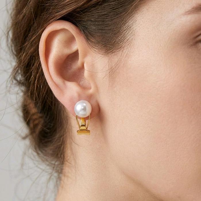 Gold Pearl Clips Earrings 23K / Anting Emas Pearl Clips 23K / Diamond Jewelry / 21AM4WP