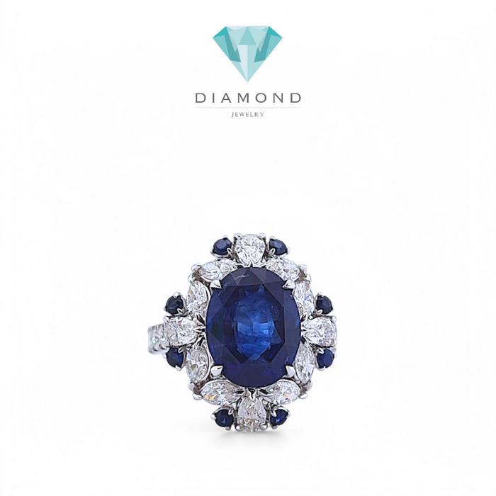 Blue Sapphire Diamond Ring 18K / Diamond Jewelry