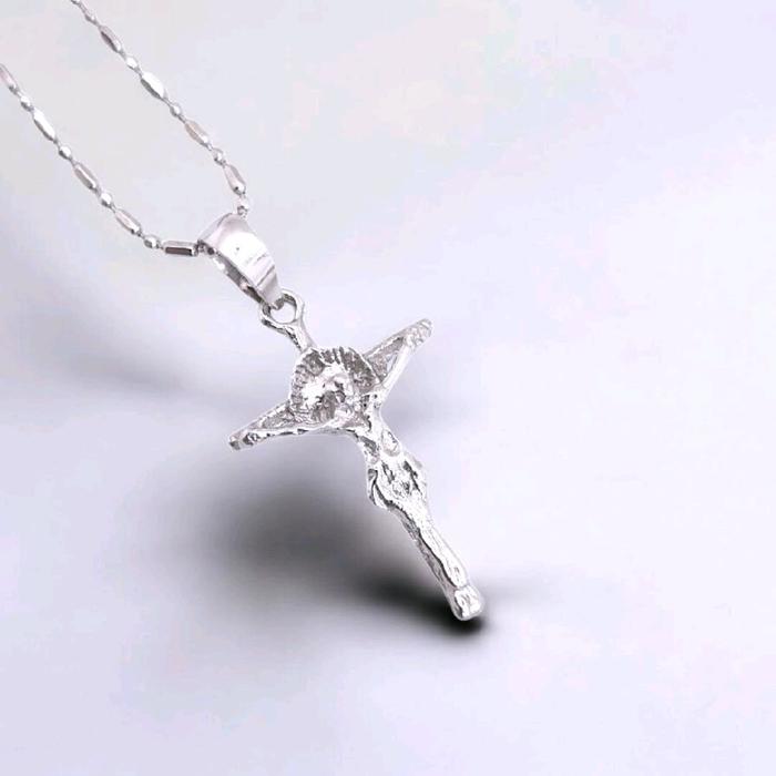White Gold Jesus Cross Pendant 18K / Liontin Salib Yesus Emas Putih 18K / Diamond Jewelry / 287LMSLS2
