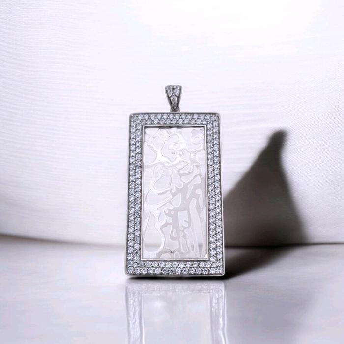 White Gold Calligraphy Pendant 18K / Liontin Kaligrafi Emas Putih 18K / Diamond Jewelry / 158LMSWP10