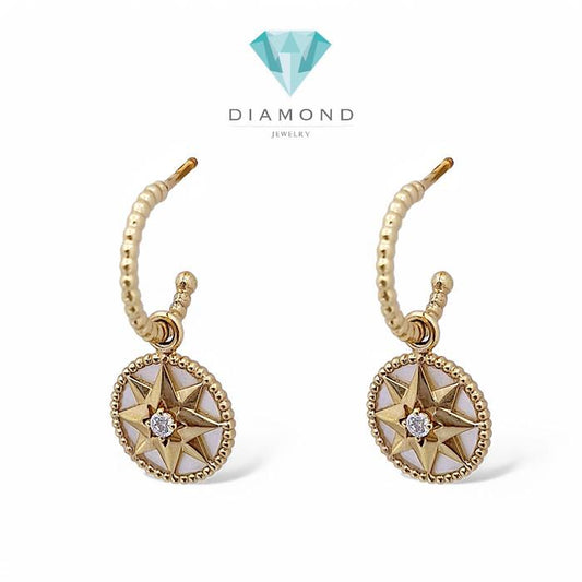 Star Lucky MOP Diamond Earring 18K / Diamond Jewelry-367ABD468RY-HT