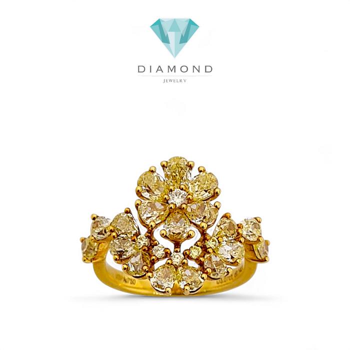 Flower Yellow Diamond Ring /Cincin Diamond 18K / Diamond Jewelry/Cincin Emas Berlian-19BCKV4835WP-HT