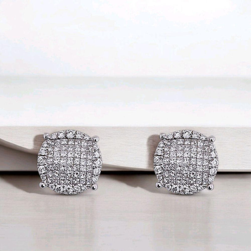 Mega Round Diamond Earring 18K-Diamond Jewelry-18ABKV2308WP-HT