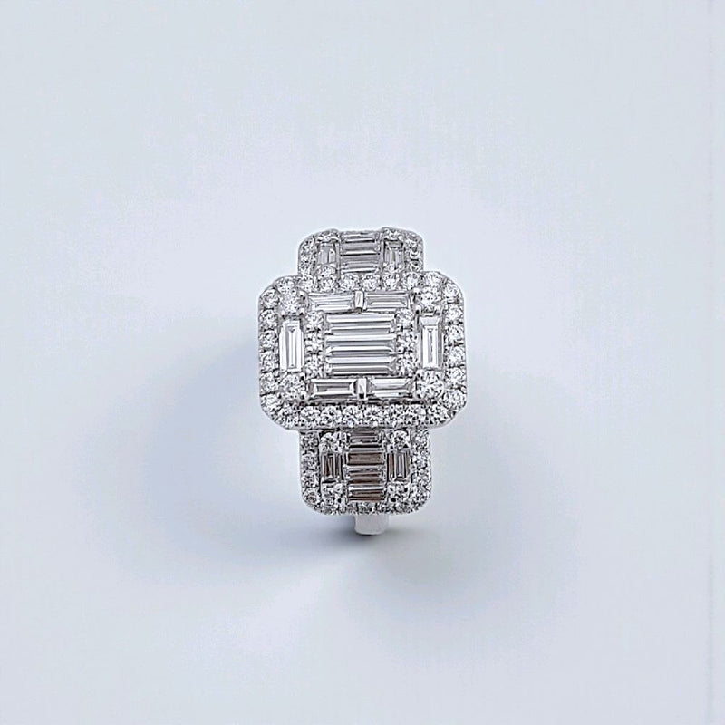 Tri Baguette Diamond Ring 18K / Cincin Berlian Tiga Baguette 18K / Diamond Jewelry 370CB14100VIONLS -HT