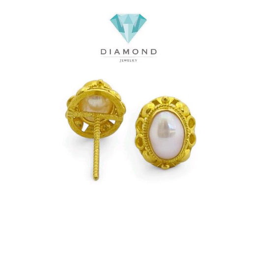 Anting Mas Mutiara Oval 23K-Diamond Jewelry-303AMSWP4