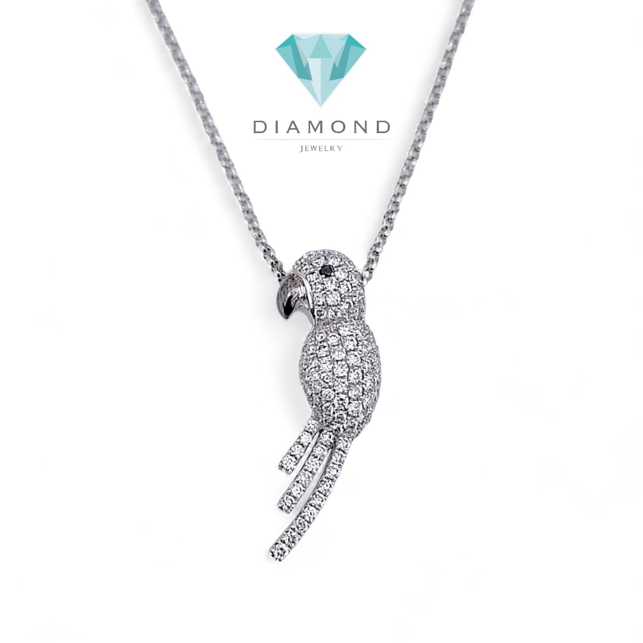Bird Fauna Diamond Necklace White Gold 18K Diamond Jewelry-89LBM1395WPLS-HT