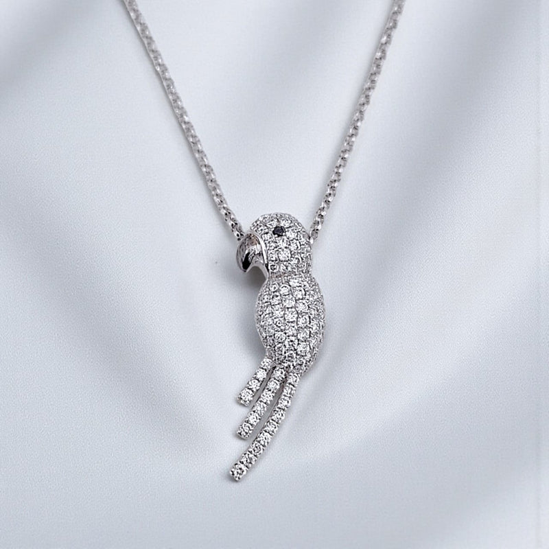 Bird Fauna Diamond Necklace White Gold 18K Diamond Jewelry-89LBM1395WPLS-HT