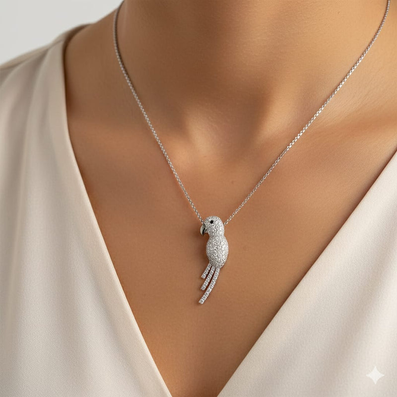 Bird Fauna Diamond Necklace White Gold 18K Diamond Jewelry-89LBM1395WPLS-HT
