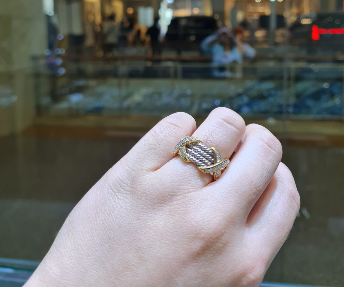 Vintage Diamond Ring Cross X 18K Diamond Jewelry-56CBM2713LSWP-HT