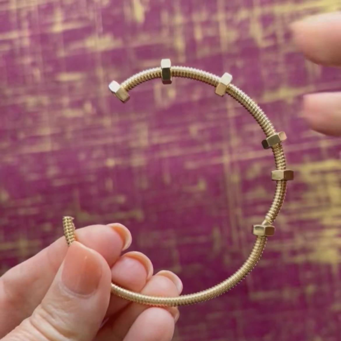 Screw Ecreu Bangle White Gold 18K-Diamond Jewelry-385GBD15000LS-HT