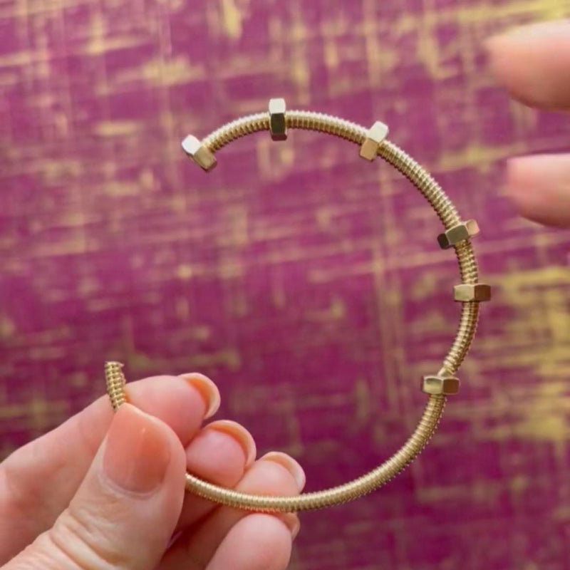 Screw Ecreu Bangle White Gold 18K-Diamond Jewelry-385GBD15000LS-HT