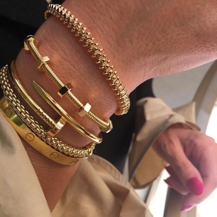 Screw Ecreu Bangle White Gold 18K-Diamond Jewelry-385GBD15000LS-HT