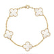 White 5 Clover Vintage Bracelet 18K Gold MOP -Diamond Jewelry/Gelang Emas Clover Putih Mutiara-487GBD4500LS-HT