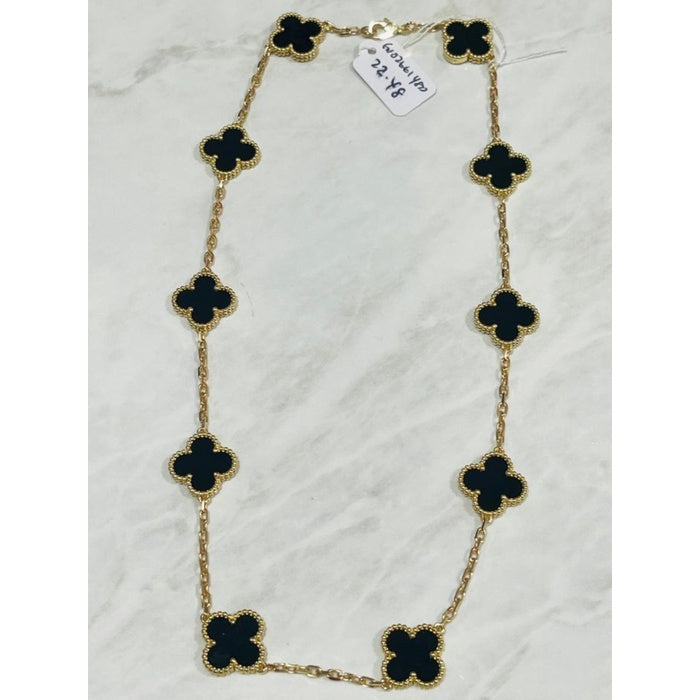 Clover Necklace 10 Vintage Onyx 18K Gold-Diamond Jewelry-85KBD160000AB-HT