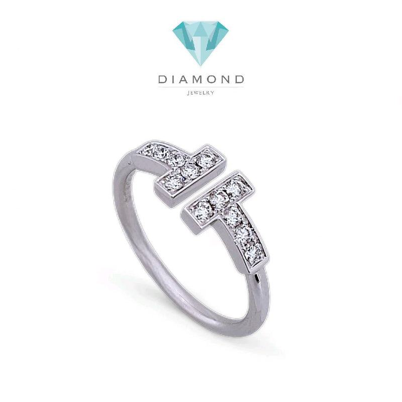 Double T Diamond Ring White Gold 18K / Diamond Jewelry-404CBDAB42000LS-HT
