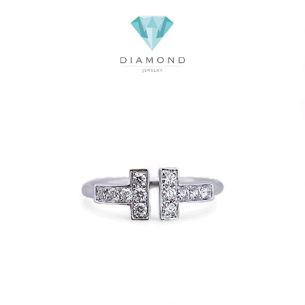 Double T Diamond Ring White Gold 18K / Diamond Jewelry-404CBDAB42000LS-HT