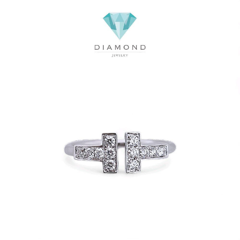 Double T Diamond Ring White Gold 18K / Diamond Jewelry-404CBDAB42000LS-HT