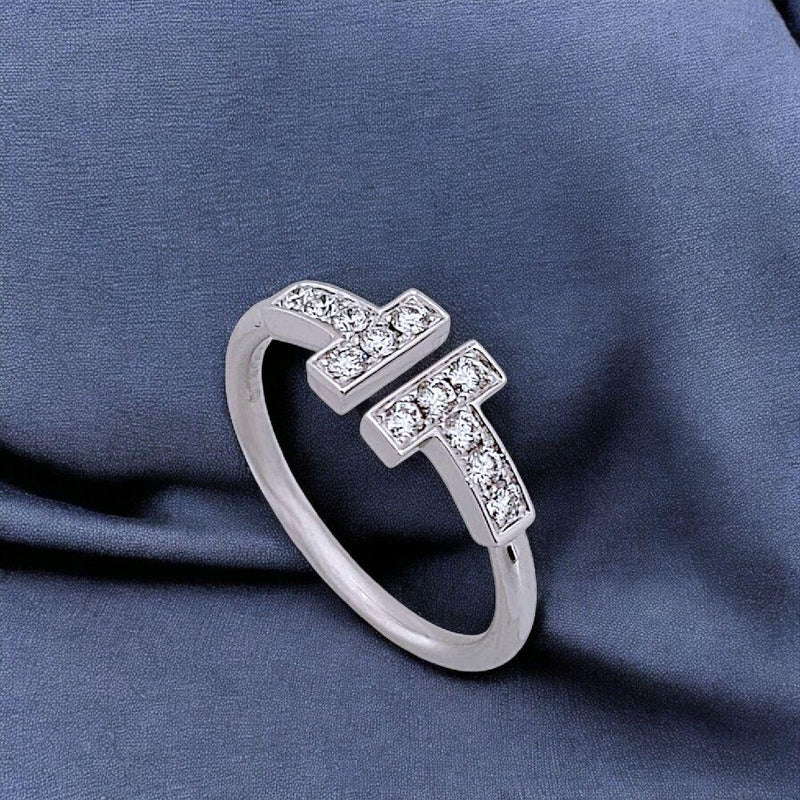 Double T Diamond Ring White Gold 18K / Diamond Jewelry-404CBDAB42000LS-HT