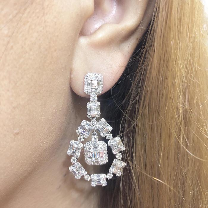 Baguette Viera Earring 18k Diamond -Diamond Jewelry