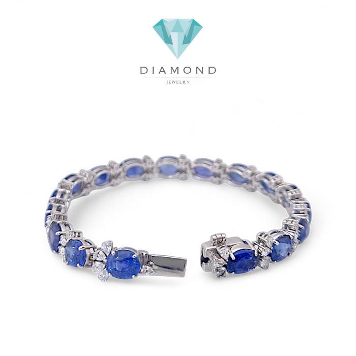 Blue Sapphire Tennis Bracelet 18K / Diamond Jewelry