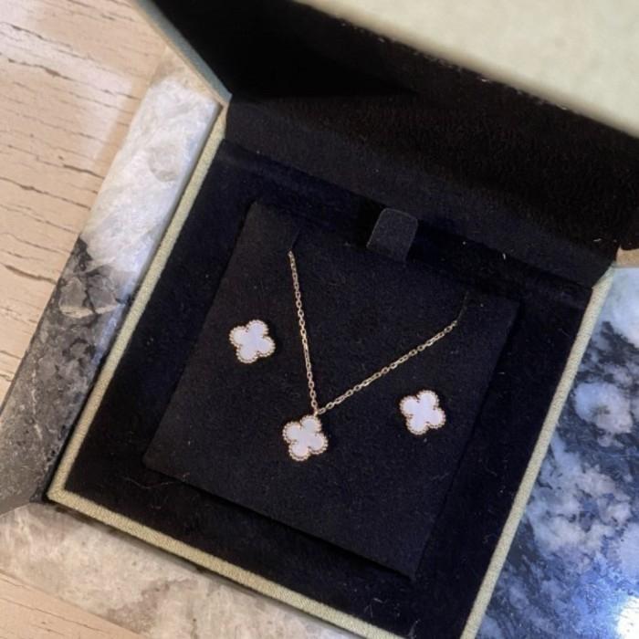 VOC Sweet Clover MOP Necklace / Bracelet 18K Gold Diamond Jewelry-436GBD1000LS-21GBD395RB-348KBD1000LS-387ABD1000LS-HT