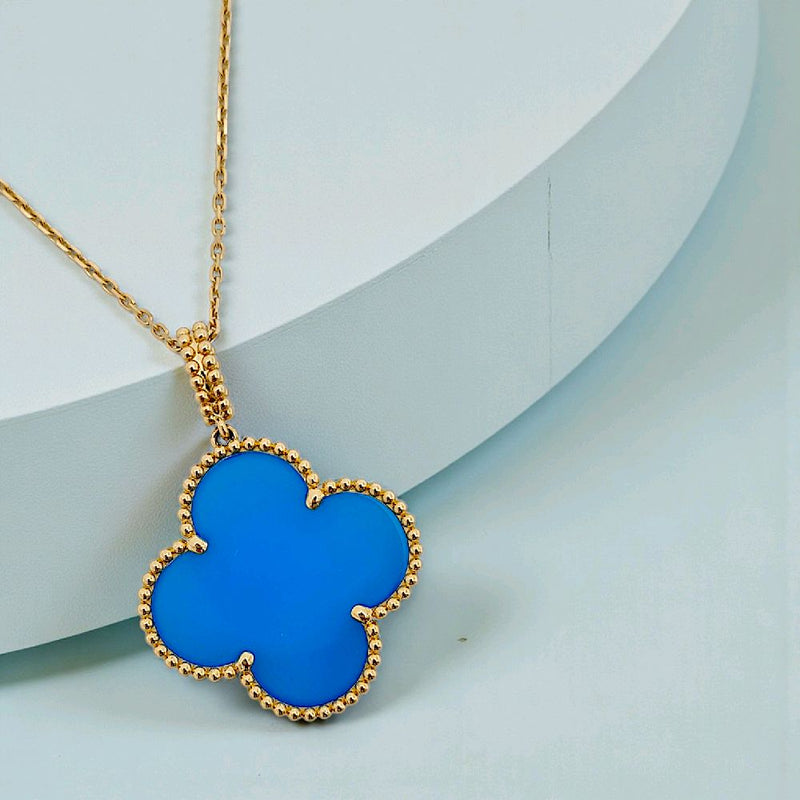 Magic Clover Turquoise Necklace 18K / Kalung Magic Clover Turquoise 18K / Diamond Jewelry 118KBD110000AB-HT