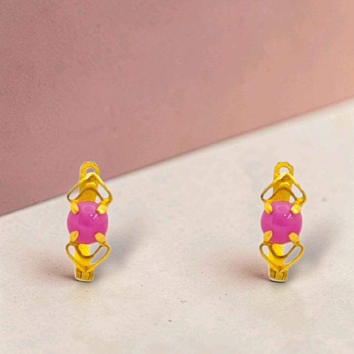 Rubby Gold Earrings 23K / Anting Emas Ruby 23K / Diamond Jewelry / 299AMSWP2