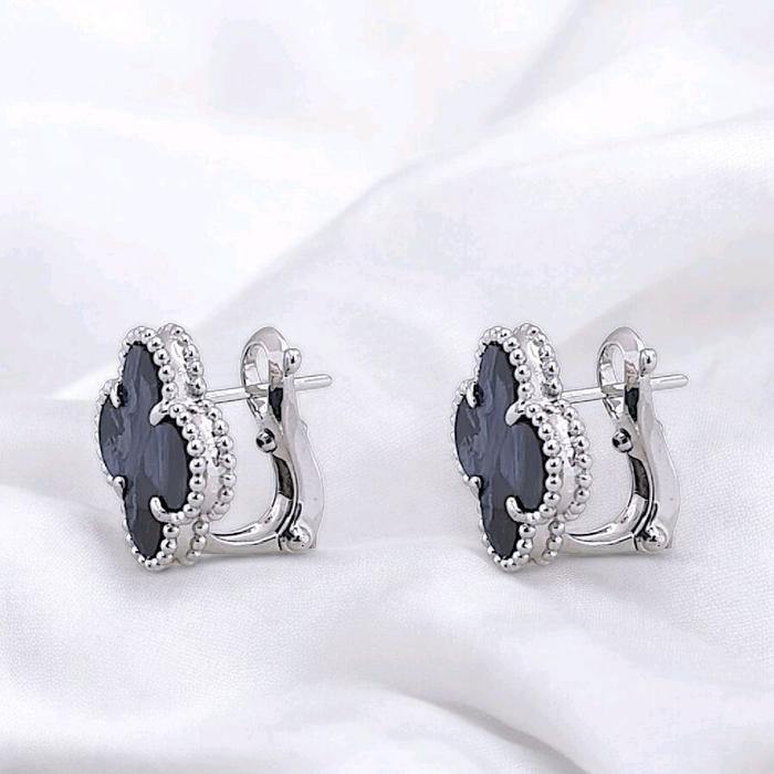 Clover Pietersite vintage Earring 18K / Diamond Jewelry