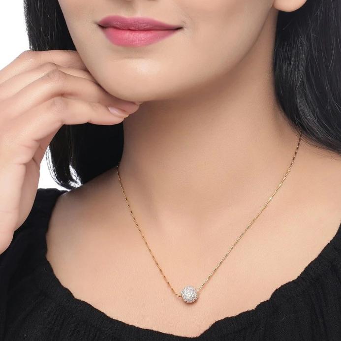 Kalung Liontin emas 18k Disco Ball- bola keistal Diamond Jewelry