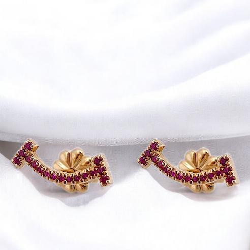 T Smile Pink Sapphire Earring 18K / Diamond Jewelry