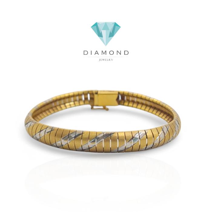 Gelang Emas Kombinasi Italy Stripe 23K-Diamond Jewelry-77GMS19WP-HT