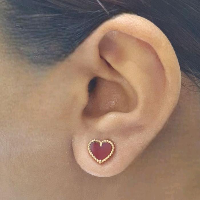 Love Charnelian Earring 18K / Diamond Jewelry 365ABD233RY