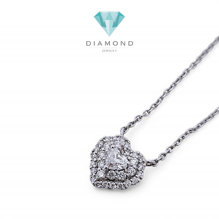 Heart diamond Necklace 18K white gold