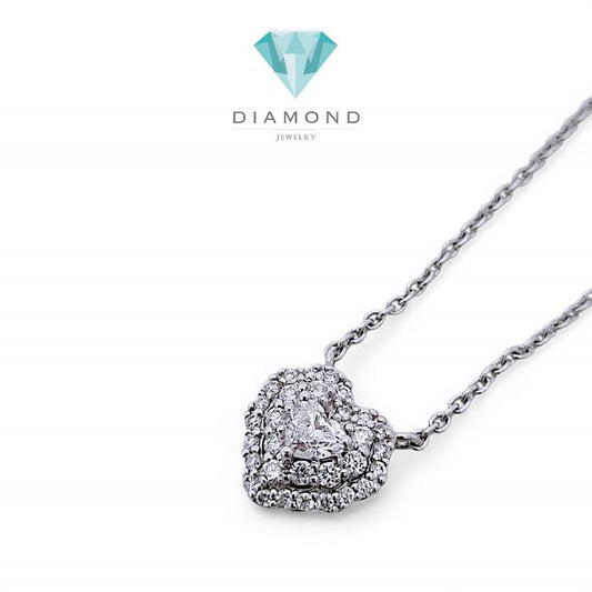 Heart diamond Necklace 18K white gold