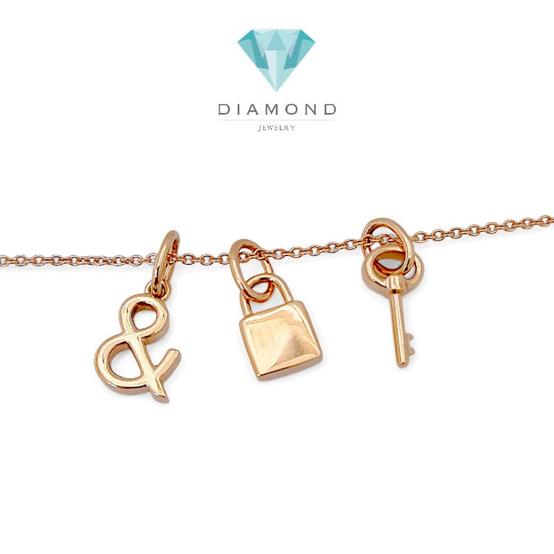 Lock And Key Necklace 18K / Kalung Gembok dan Kunci 18K / Diamond Jewelry 416KBD698RY